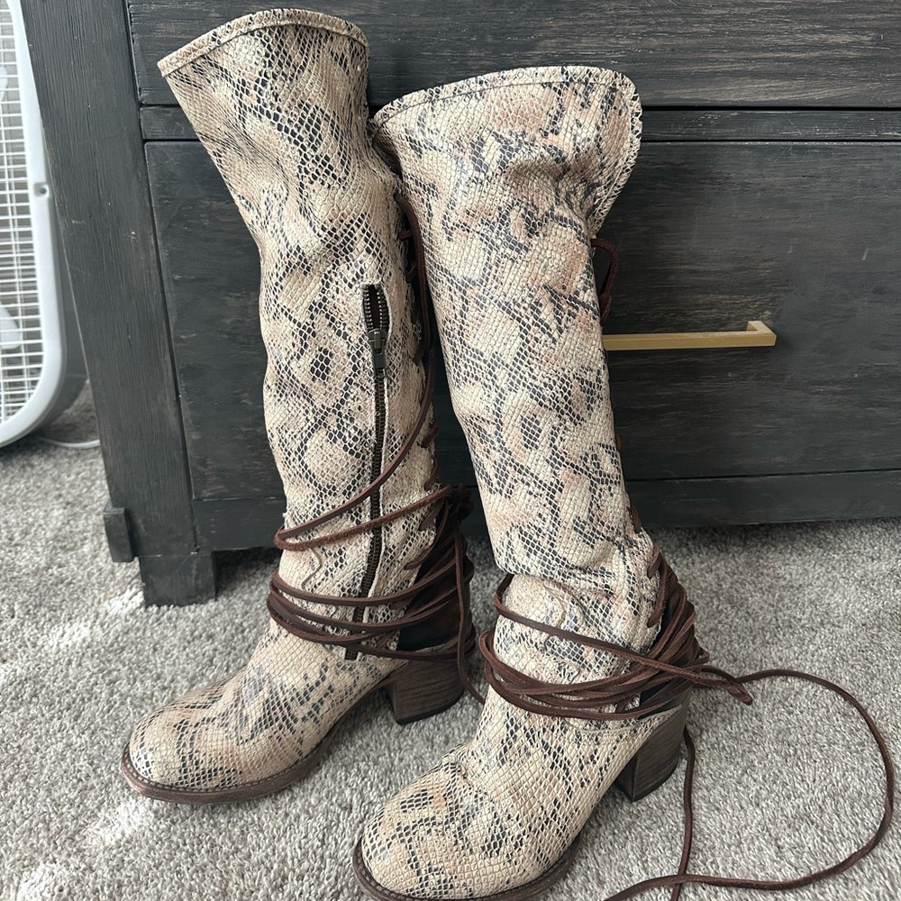 Freebird COAL Snakeskin Boots (Discontinued)